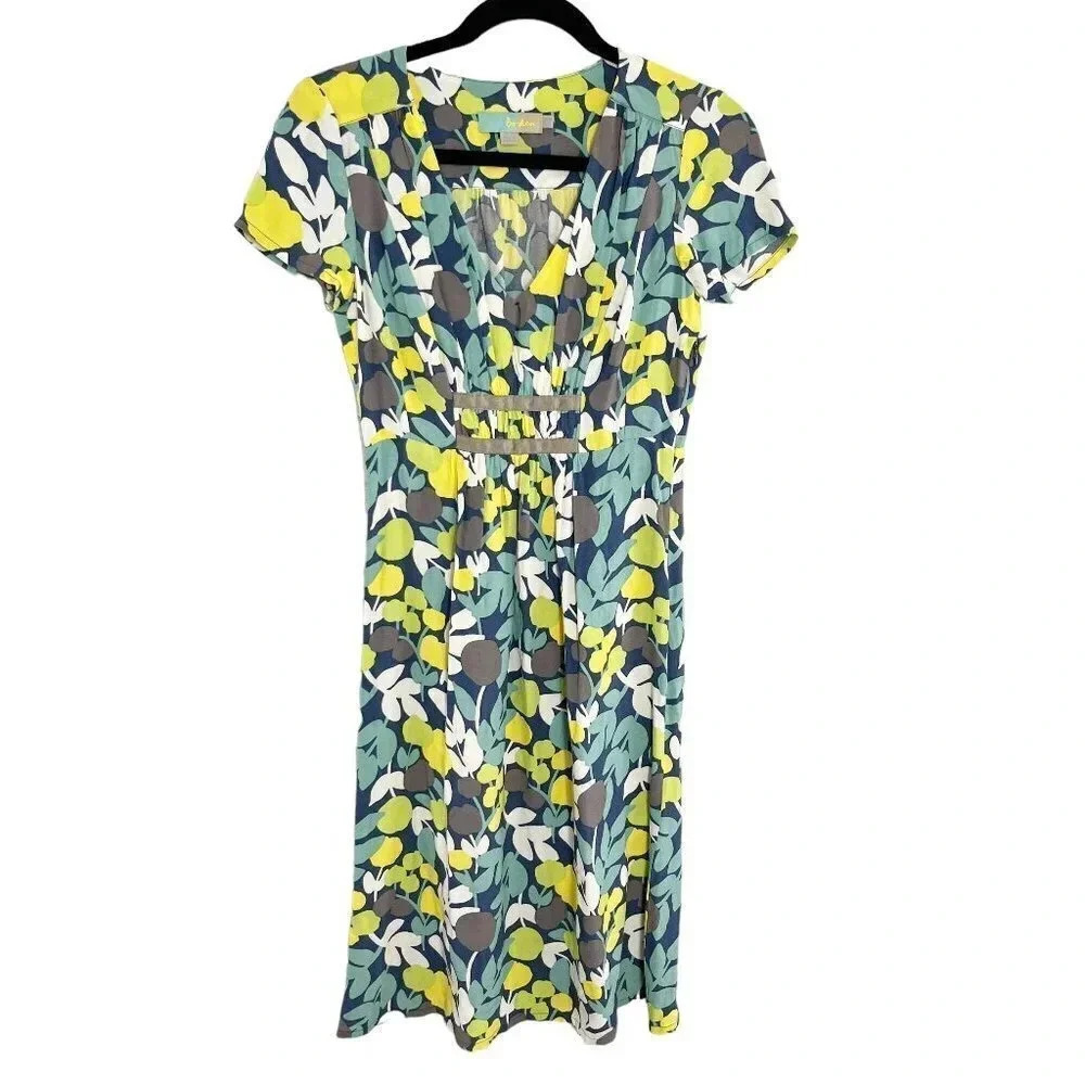 Boden Multicolor Floral Pin Pleat Midi Tea Dress Women's US Size 2 Regular